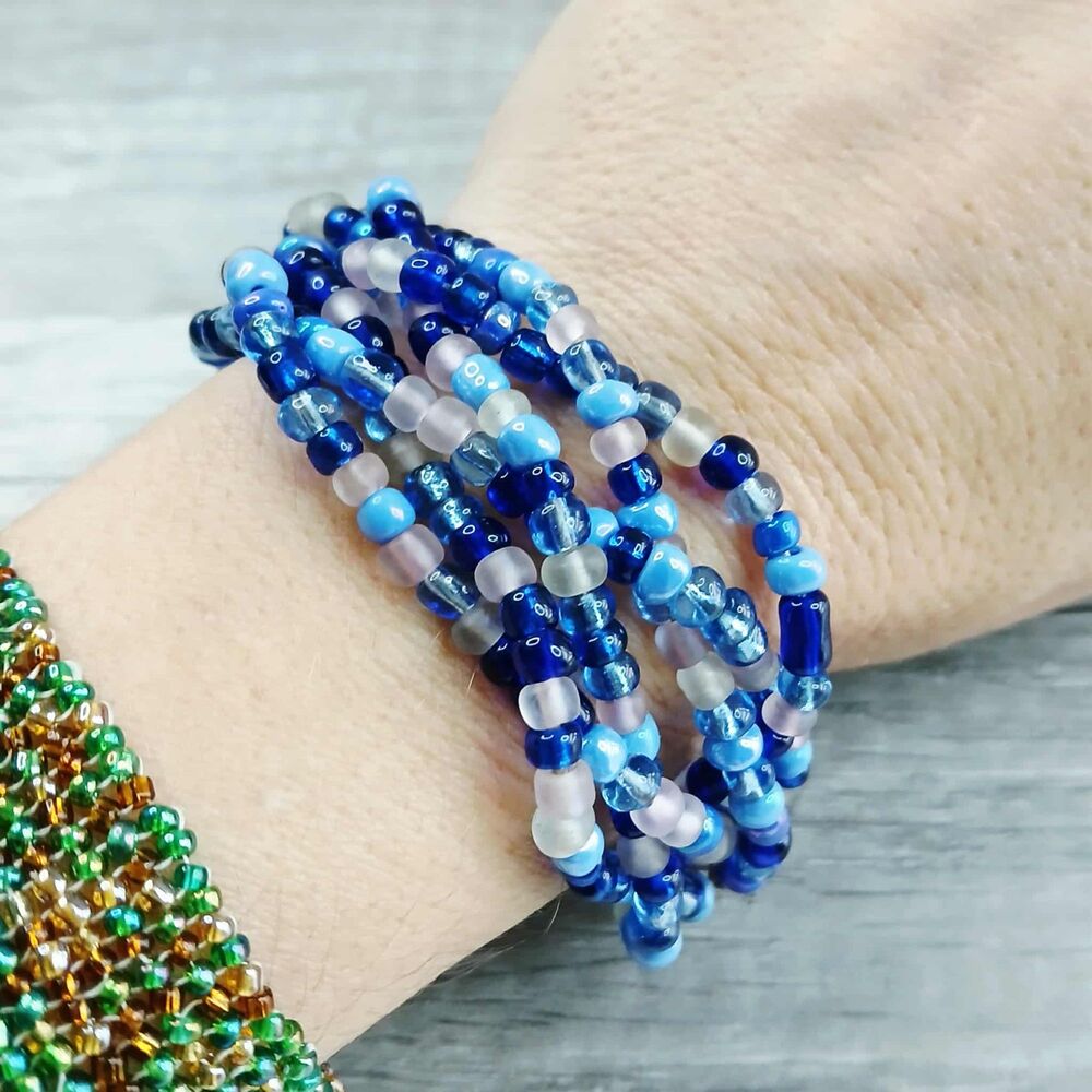 Chunky Braided Bracelet, Statement Jewelry, Boho Chic, Seed Bead, 7"